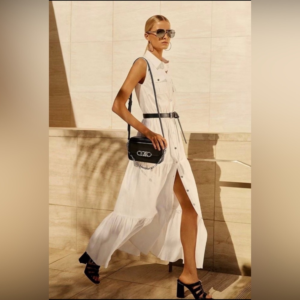 NWT MICHAEL Michael Kors Linen Slub Belted dress